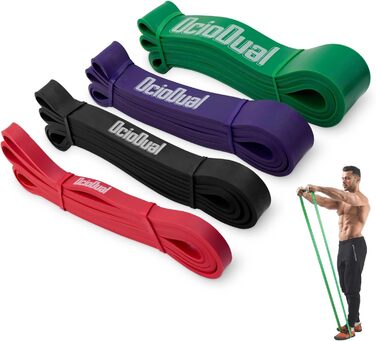 Еспандер гумовий OcioDual Fitnessband Latexband для фітнесу та спорту, червоно-чорно-фіолетово-зелений, опір 7-16 кг