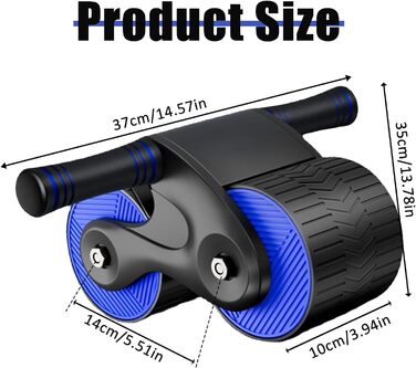 AB Wheel TWSOUL: тренажер для пресу з автоматичним відскоком та килимком, для зміцнення м'язів кора (Блакитний)
