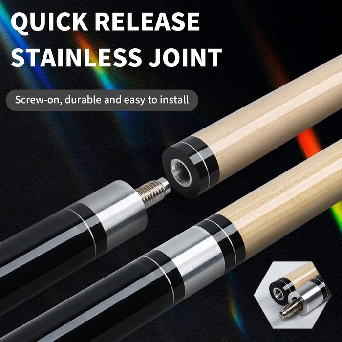 Більярдний кий Horse Billiard з наконечниками 13 мм, 147 см, 2 рукавички та крейда, для дорослих, акорн/осін