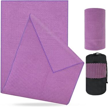 Рушник для йоги Flintronic з мікрофібри, 183x63 см, швидковисихаючий, вбираючий, для йога-мати, ковдри або фітнес-аксесуарів, з охолоджуючим ефектом (фіолетовий)