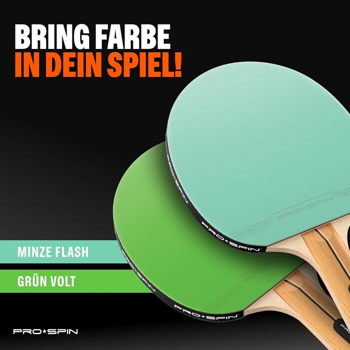 PRO-SPIN Набір для настільного тенісу – Преміум ракетки, м'ячі 3 зірки, сумка для зберігання (4 гравці) | Різні кольори (фіолетовий/блакитний/м'ятний/зелений)
