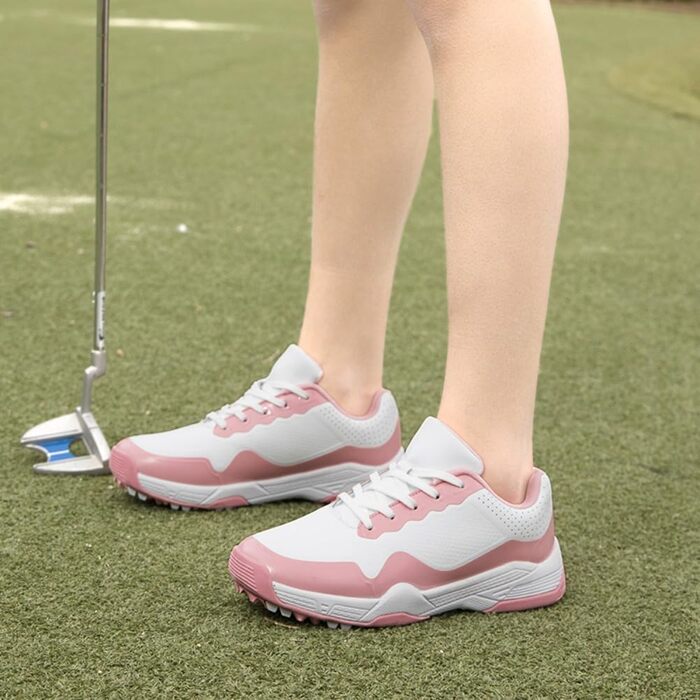 Гольф-взуття для чоловіків та жінок. Водонепроникні та дихаючі кросівки для гольфу з шипами. Зручне спортивне взуття 36-46 EU, Рожевий 37 EU
