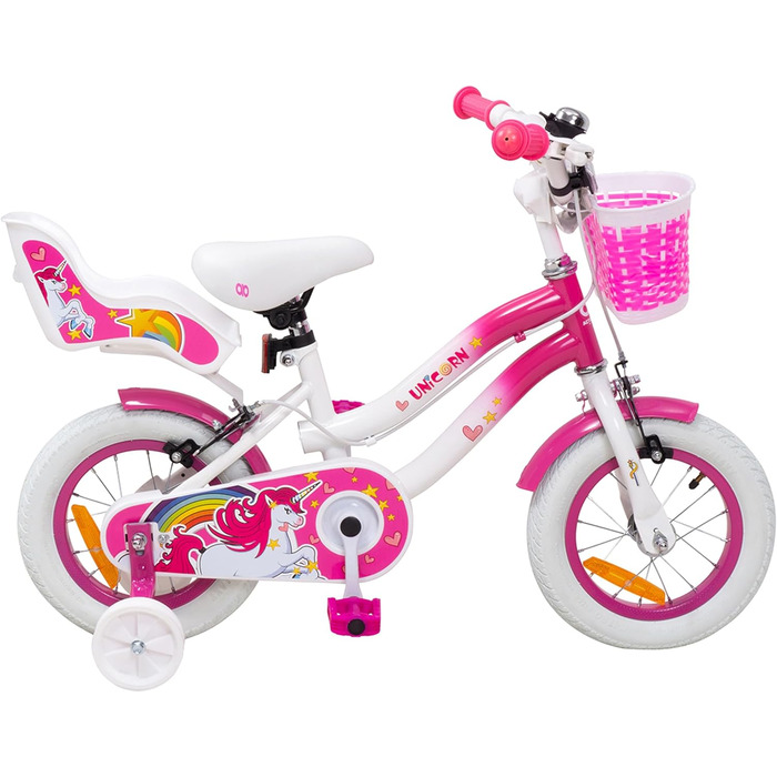 Дитячий велосипед Actionbikes Unicorn 12/16 дюймів, V-Brake, для дівчаток, з крилами, від 2 до 7 років