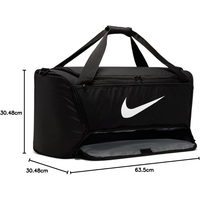 Спортивна сумка Nike Brasilia Medium, чорна, 64x30x30 см
