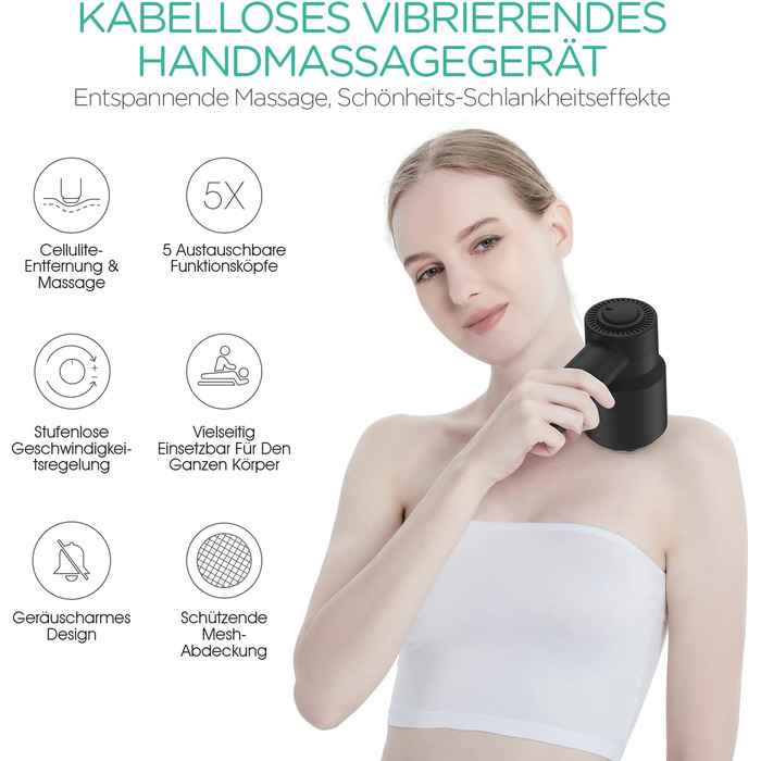 VOYOR HEALTH ручний електричний масажер від целюліту для шиї, плечей, живота, талії та стегон, модель CM410, чорний