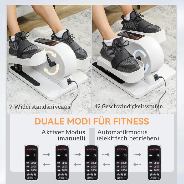 Міні еліптичний тренажер SPORTNOW для дому: електричний крос-тренажер під стіл з 12 швидкостями, 7 рівнями опору, пультом дистанційного керування, LED-дисплеєм, неслизькою поверхнею та тихим ходом. Ідеально підходить для людей похилого віку та дорослих.