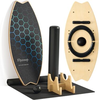 Балансборд Flycoop для дорослих з роликом, м'ячем та килимком - балансування та розвиток координації