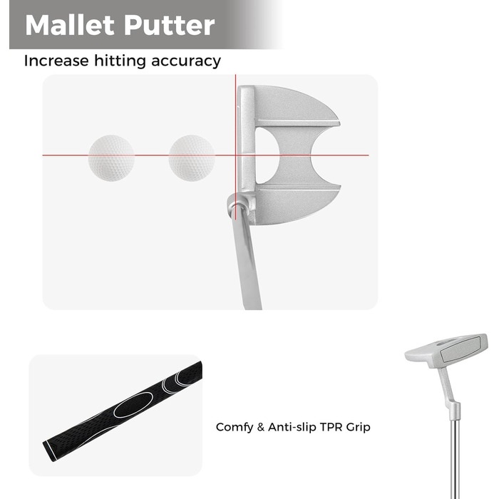 LIFEZEAL Комплект жіночого гольф-сету: ключки, сумка, драйвер, фейрвей, гібрид, айрон, паттер (чорний)