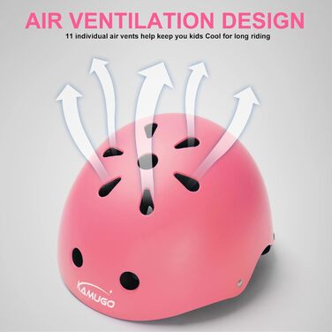 Дитячий шолом KAMUGO для ролерів та велосипеда, 2-8 років, з комплектом захисту (коліна, лікті, зап'ястя), рожевий