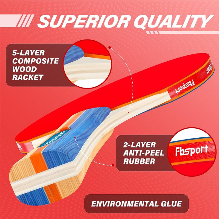 Набір для настільного тенісу Profi: 4 ракетки, сітка, 8 м'ячів, сумка. Підходить для дітей та дорослих (червоний + синій)