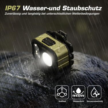 EverBrite LED налобний ліхтар: перезаряджуваний, 45г, IP67, 7 режимів, червоне та зелене світло для бігу, туризму, кемпінгу