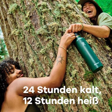 Термобутилка HYDRO FLASK 709 мл з нержавіючої сталі, ізольована спортивна пляшка для води з герметичною кришкою, ремінцем, маленьким горлом, індиго, підходить для посудомийної машини