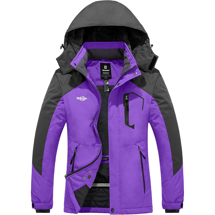 Куртка Wantdo Daen Berg для хайкінгу та туризму Outdoor, вітрозахисна, водонепроникна, з капюшоном, утеплена, XXL, фіолетовий