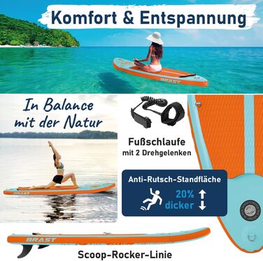 SUP дошка BRAST Summer надувна з набором аксесуарів (320x81x15 см) - бірюзова. Гарантія 5 років
