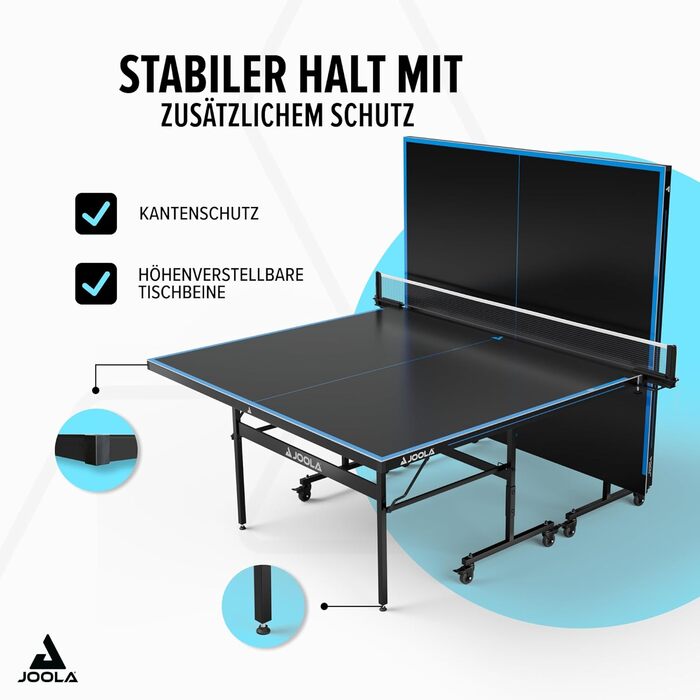 Стол для настільного тенісу JOOLA J100A OUTDOOR - професійний, розкладний, з алюмінієвою поверхнею, для гри на відкритому повітрі
