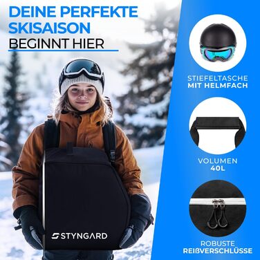 Чохол для лижних черевиків для дітей з відділенням для шолома [40 л] - модель ISCHGL, чорно-білий