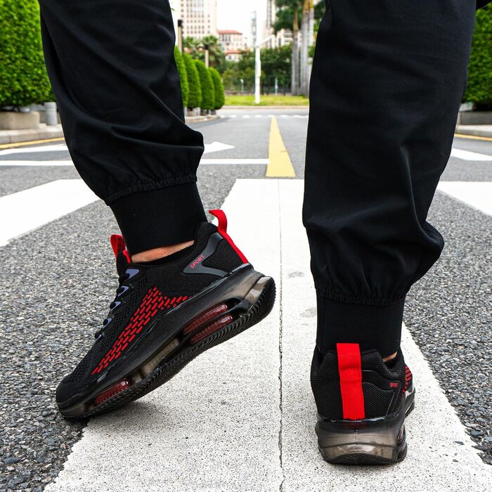 Кросівки Hitmars для чоловіків з повітряною подушкою, розмір 39-48 (сітка, чорний/червоний)