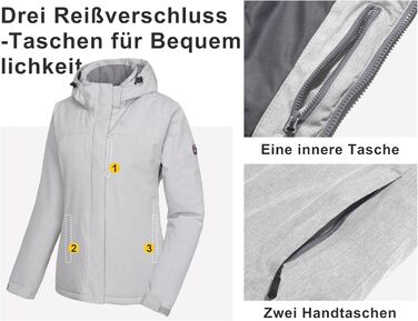 Водонепроникна куртка Little Donkey Andy для жінок, легка та дихаюча, для активного відпочинку та походів, Upgrade/Türki meliert (XXL, Upgrade/Hellgrau meliert)