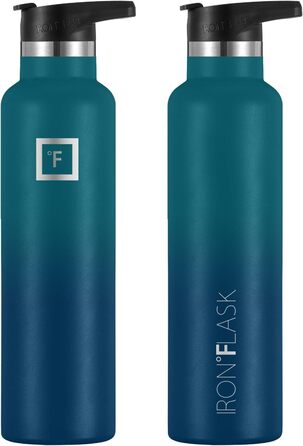 Термос-бутилка IRON FLASK 710 мл, нержавіюча сталь, 3 кришки (з трубочкою), вакуумна ізоляція, для спорту, гаряче/холодне, подвійні стінки