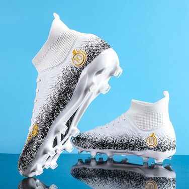 Чоловічі футбольні бутси хай-топ на штучному газоні, професійні кросівки для легкої атлетики, спортивні бутси для підлітків, розмір 41 1/3 EU, білий колір