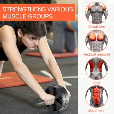 Ролер для пресу та тренажер для живота з колінним килимком, для дому. Ідеально для тренування спини, плечей та пресу