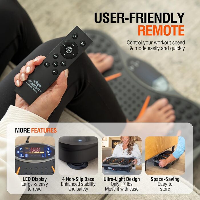 Віброплатформа для схуднення та фітнесу Whole Body Workout: вібраційна машина з Bluetooth-динаміком, пультом та еспандерами для лімфодренажу та тонусу тіла