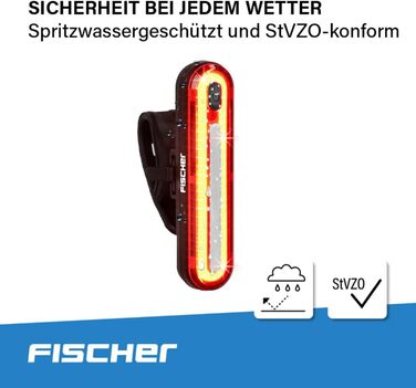 LED акумуляторний задній ліхтар Fischer TWIN, велосипедне освітлення, IPX4, чорний
