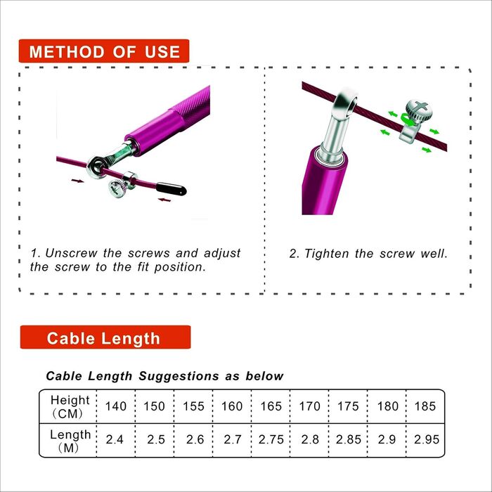 Стрибкова скакалка Speed Jump Rope з поворотним підшипником 360°, регульоване сталеве тросик, алюмінієва ручка з антиковзаючим покриттям – для фітнесу, боксу, спортивних вправ, підходить для дітей та дорослих, фіолетовий