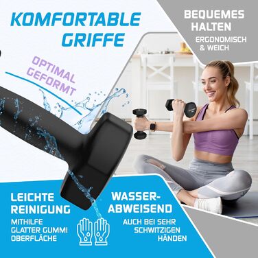 Гантелі KESSER 2 шт. 2-5 кг, неопрено, шестигранні, для фітнесу та силових тренувань, з фітнес-стрічками та посібником, для дому