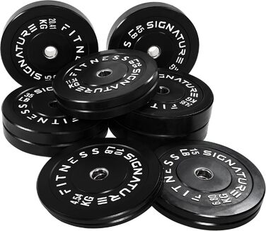 Олімпійські диски Signature Fitness 5,1 см із сталевою втулкою, набір 72,6 кг (2×10/25/20,4 кг), чорні
