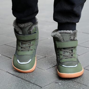 Дитячі зимові шкарпетки-черевики для хлопчиків та дівчаток, теплі, з підкладкою, для активного відпочинку, трекінгу та хайкінгу, легкі, неслизькі, зимові черевики, армійний зелений, розмір EU25-36