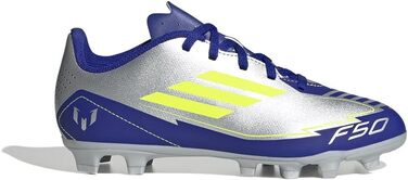 Футбольні бутси adidas F50 Club Messi для унісекс, гнучка підошва, розмір 21 EU, сріблястий, сонячно-жовтий, блакитний
