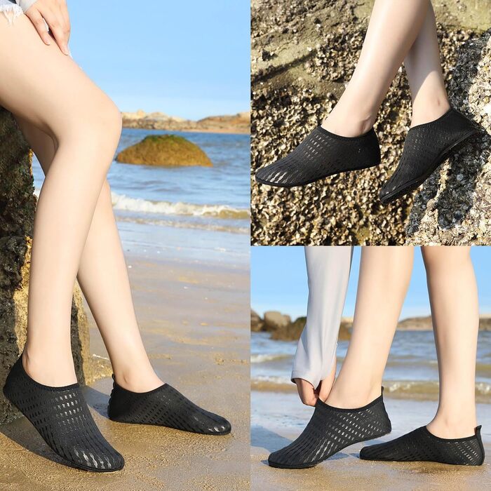 Водні черевики Sixspace для чоловіків та жінок. Дихаючі плавальні черевики для пляжу, дайвінгу, йоги та спортзалу. Розміри 34-47. Чорний.
