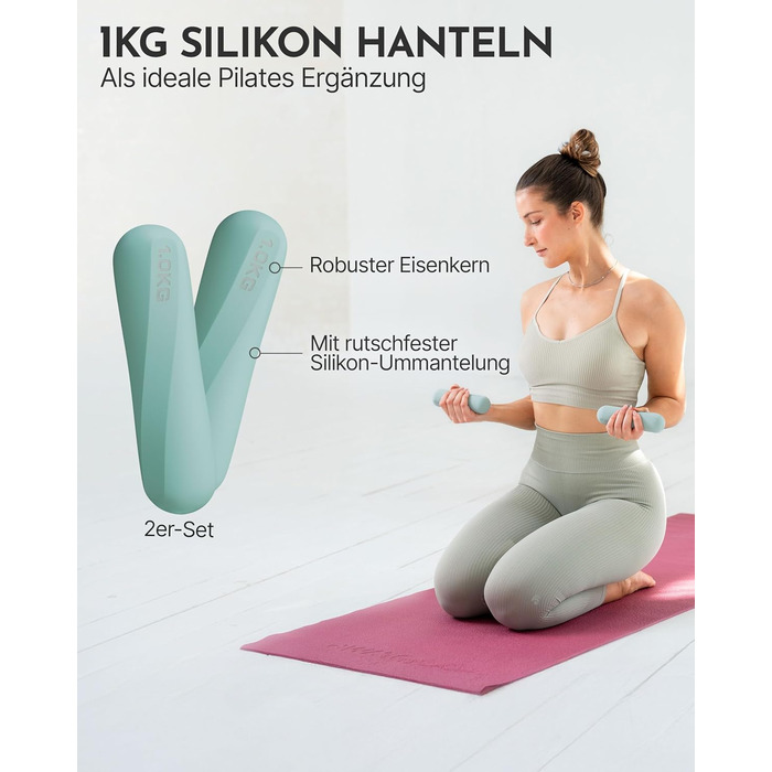 Набір для пілатесу Neolymp – м'яч, кільце, гантелі, стрічки, E-book | Sky Blue