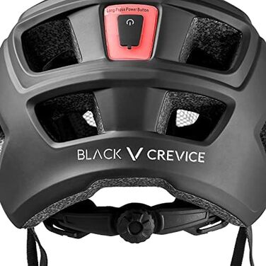 Велосипедний шолом Black Crevice MTB Enduro з LED підсвіткою, розмір S/M 54-58 см, чорний