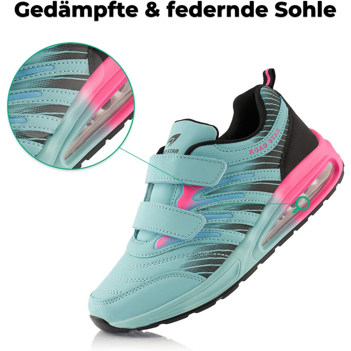 Кросівки для бігу жіночі/чоловічі з амортизацією, спортивні, легкі (39 EU, блакитний, чорний, фуксія)