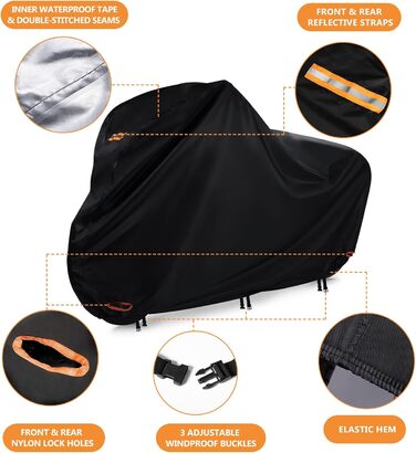 Водонепроникний чохол для велосипеда E-bike 420D Oxford з відбиваючими смугами та застібками (підходить для велосипедів до 172 см)