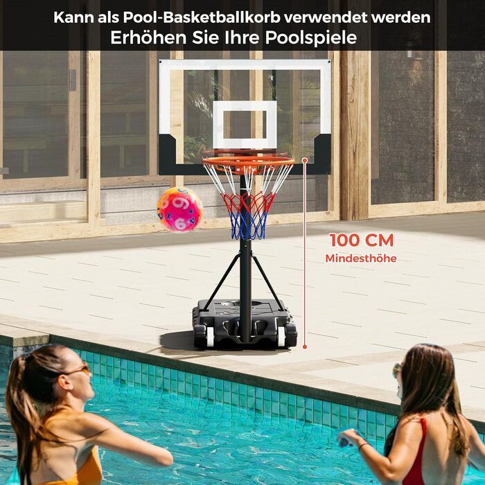 Кош для баскетболу Costway Outdoor, регульована висота 155-210/170-230 см, мобільна баскетбольна установка з роликами, для дітей та юнаків 100-212 см