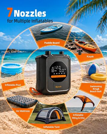 Насос електричний для SUP дошки 20 PSI з акумулятором 13500 mAh: портативний насос для SUP, каяка, човна, басейну та надувних виробів
