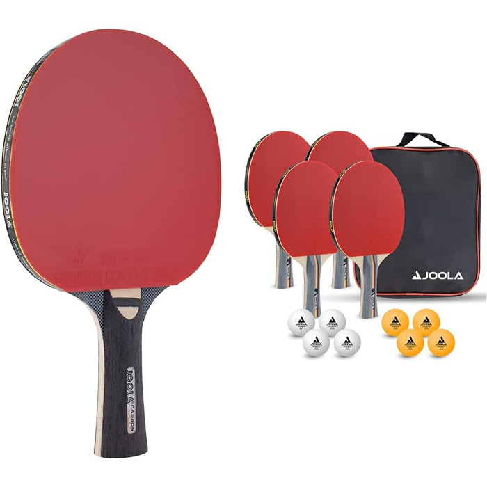 Набір для пінг-понгу JOOLA Carbon Control: 4 ракетки + 8 м'ячів (сертифіковано ITTF)