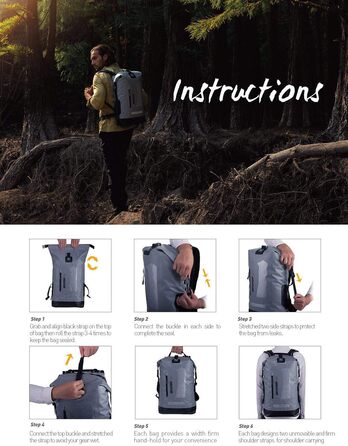 Водонепроникний рюкзак IDRYBAG Dry Bag 20L/30L/40L: для подорожей, каякінгу, сірого кольору