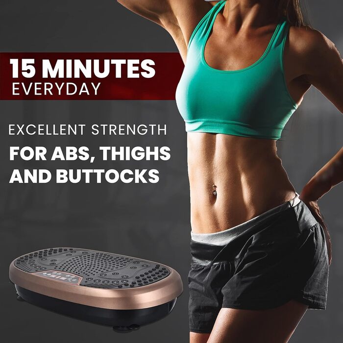 Віброплатформа EILISON Fitpro для фітнесу з петлями – повнотіловий тренажер для схуднення, лімфодренажу та відновлення (коричнева)