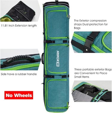 Чохол для сноуборду XCMAN 160/190 см - міцний, для перевезення, підходить для авіаперельотів (зелений)