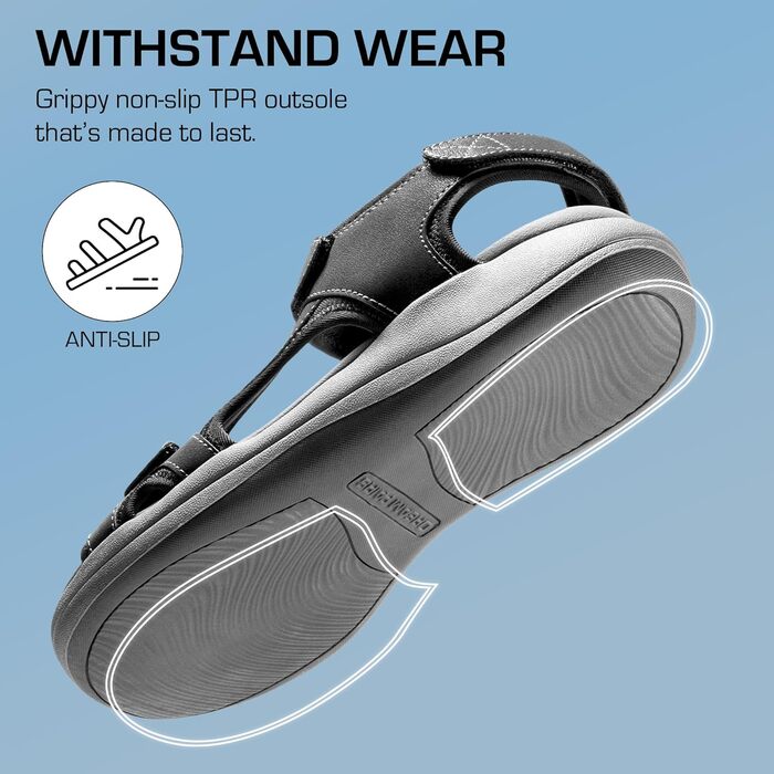 Сандалії жіночі DREAM PAIRS для трекінгу та ходьби, чорні, EVA-устілка, підошва TPR, регульовані ремінці (39 EU)