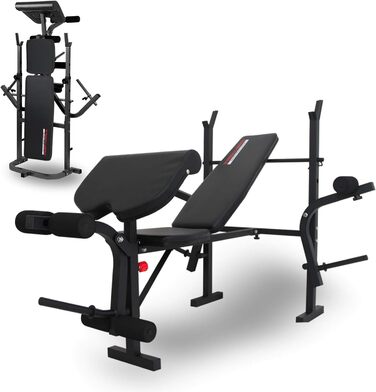 Складана лавка для жиму TrainHard з підставкою для гантелей, партою для біцепса, батерфляєм і тренажером для ніг, для дому, навантаження до 200 кг