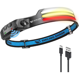 Шолом-ліхтар акумуляторний Smiling Shark, 230° кут огляду, 3 LED, біле світло, водонепроникний, для кемпінгу, бігу, риболовлі