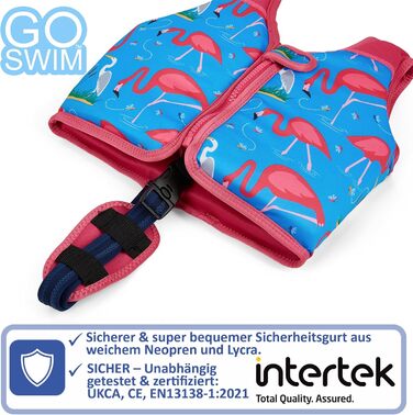 Дитячий жилет для плавання Go Swim Fab Flamingos L (3-6 років, 19-30 кг) з безкоштовною сумкою для плавання