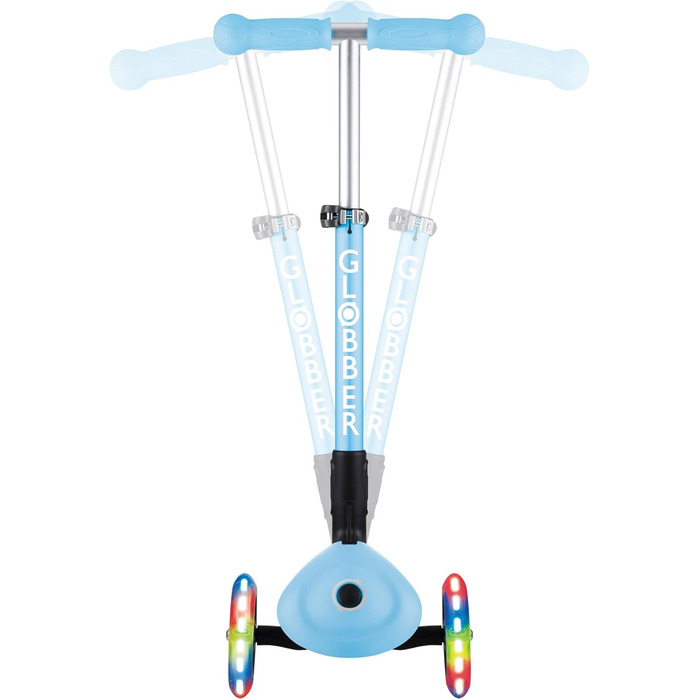 Самокат трьохколісний GLOBBER Junior Fantasy Lights, 120/80 мм, ABEC 5, складаний, LED-колеса, блакитний