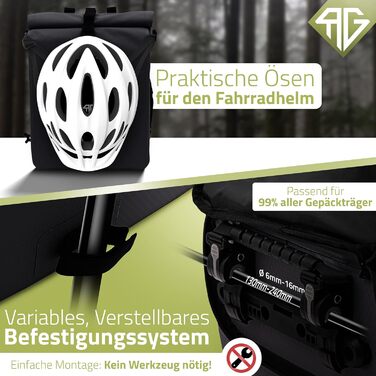 Велосумка-рюкзак RADGEIST 3в1 для багажника, водонепроникна, з відділенням для ноутбука, 25 л, чорна