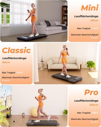 Walking Pad Lacuffy 2.5 HP: Біговий килимок для дому зі столом, Smart App, 136 кг, сірий, 80 см
